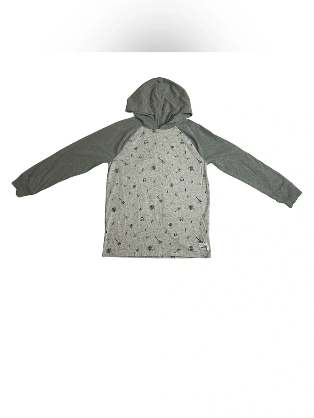 OshKosh B'gosh Grey Raglan Hooded Pullover with Print US 10